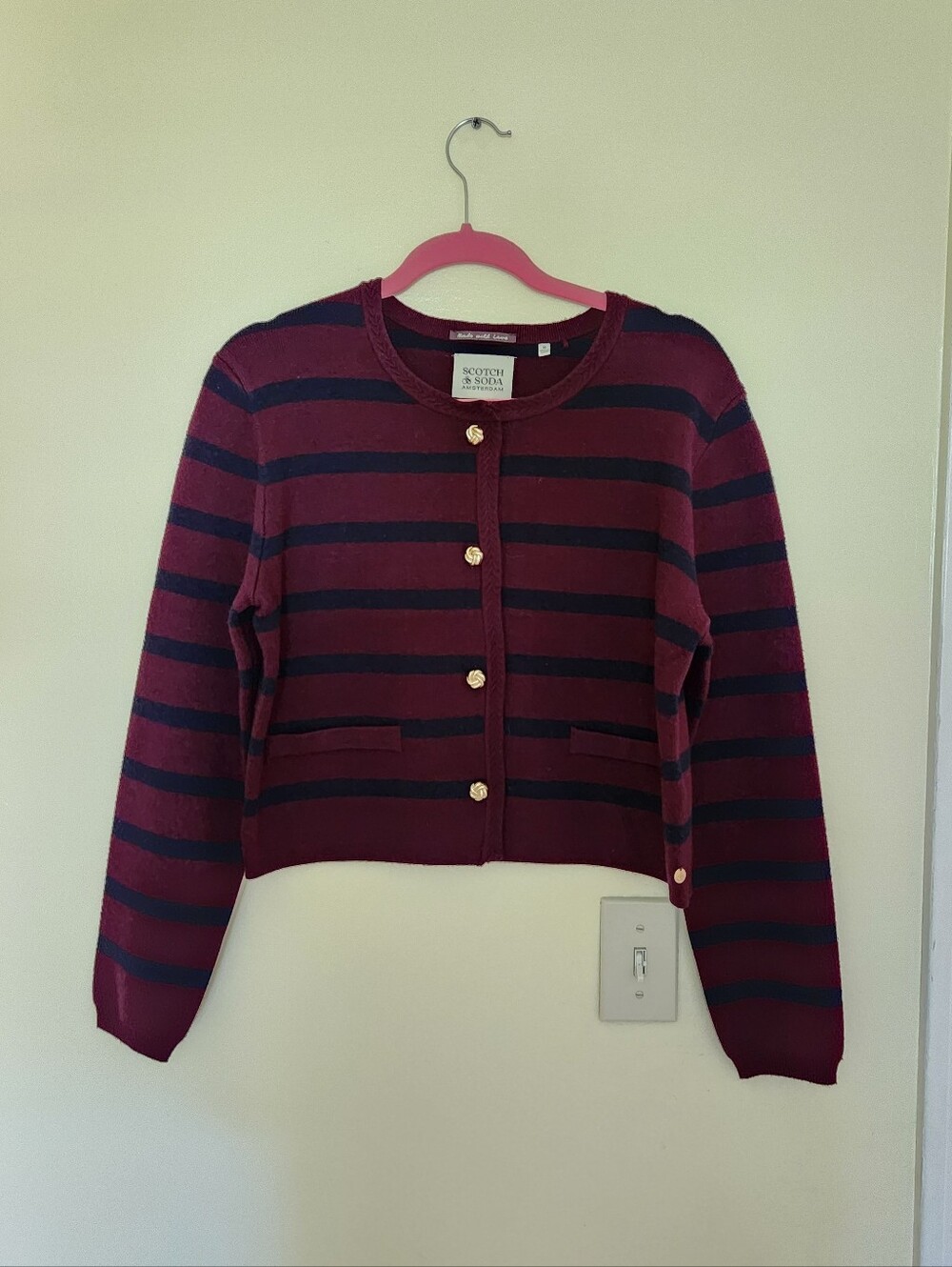 Scotch & Soda Burgundy Navy Striped Sweater Capsule Quiet Luxury Old Money M